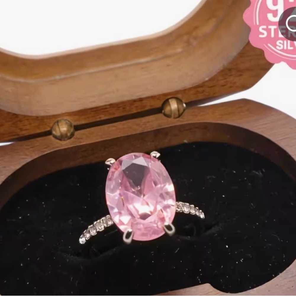 Sterling  Silver Pink Gemstone Ring NEW with gift box.